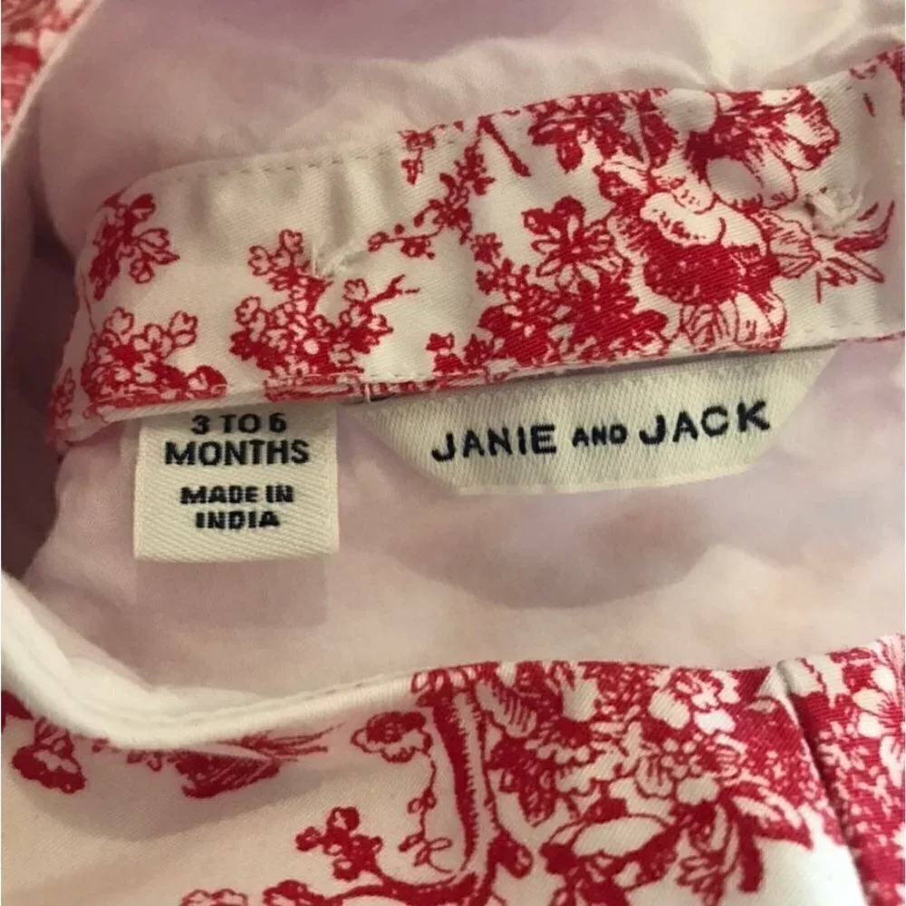 Janie and Jack toile print Dress sz 3-6 mos